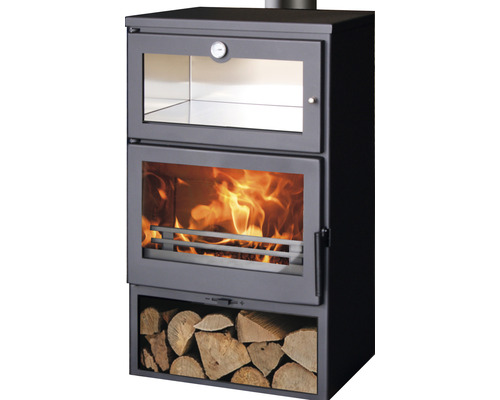 Kaminofen Panadero Oven Stahl schwarz 7,1 kW mit Backfach und Holzfach
