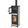 Kaminofen Thermorossi Anna Evo Gusseisen Speckstein grey stone 13,8 kW mit Wärmefach
