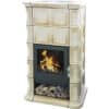 Kaminofen Kachelofen DOMOFIRE Wels Keramik cremebraun 8 kW Mit Wärmespeicher Mit Holzfach