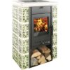 Kaminofen Haas & Sohn Tirol 343.15 Keramik grün-weiß 6 kW mit Holzfach