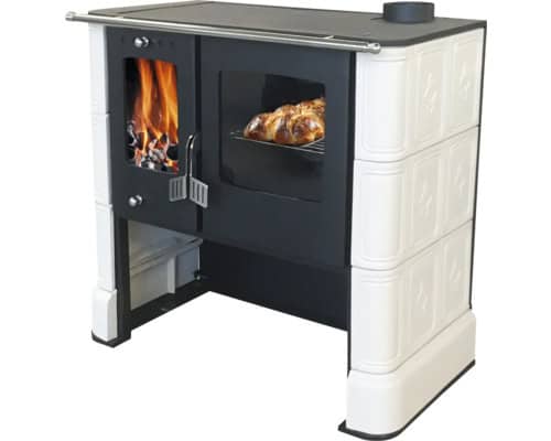 Kaminofen Küchenherd DOMOFIRE Steyr Keramik sandgelb 7,5 kW