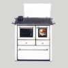 Festbrennstoffherd Westminster K85F weiß Backofen links mit Stahlplatten-Kochfeld