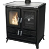 Festbrennstoffherd Thermorossi Klaretta Evo 8,2 kW Easy schwarz mit Backofen rechts und Gusseisen-Kochfeld