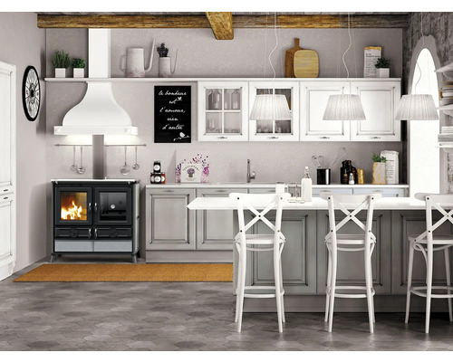 Festbrennstoffherd Thermorossi Viola Evo 12,1 kW mit Naturstein und Gusseisen-Kochfeld – Bild 3