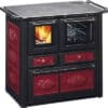 Festbrennstoffherd Westminster K85F bordeaux Backofen rechts mit Stahlplatten-Kochfeld