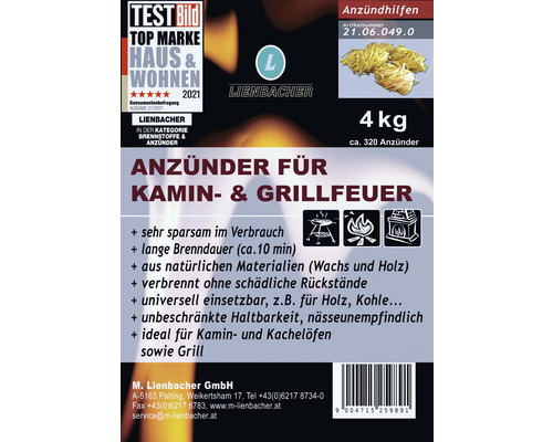 Anzünder für Kamin- und Grillfeuer Lienbacher 4kg ca. 320 St – Bild 2